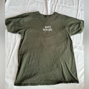 Anti-Social Embroidered Olive Green T-Shirt